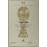 Teilnehmerdiplom WM 1990 - Offizielles Teilnehmerdiplom der FIFA für die Fußball - Weltmeisterschaft