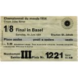 Eintrittskarte WM1954 - 1/8 Final in Basel: Uruguay - Schottland (7:0) am 19.Juni 1954,