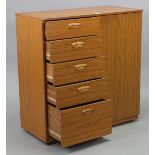 A Schreiber laminate upright cabinet fitted five long graduated drawers to the left-hand side,