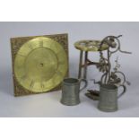 An antique brass longcase clock dial signed: “Jam Smyth Woodbridge”, 11¾” wide; together with a