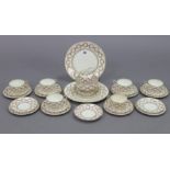 A Crescent China floral decorated thirty-piece part tea service (Pattern No. 17143), part w.a.f.