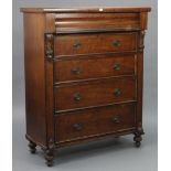 A 19th century mahogany “Scotch” chest of large proportions, fitted with a cushion-fronted frieze