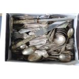 Various items of plated cutlery, uncased.