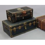 Three vintage travelling trunks, 36”, 36”, & 27½” wide.