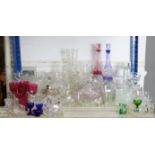 Various items of coloured & plain glassware, part w.a.f.