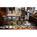 Two pairs of candlesticks; various cherub ornaments, etc.