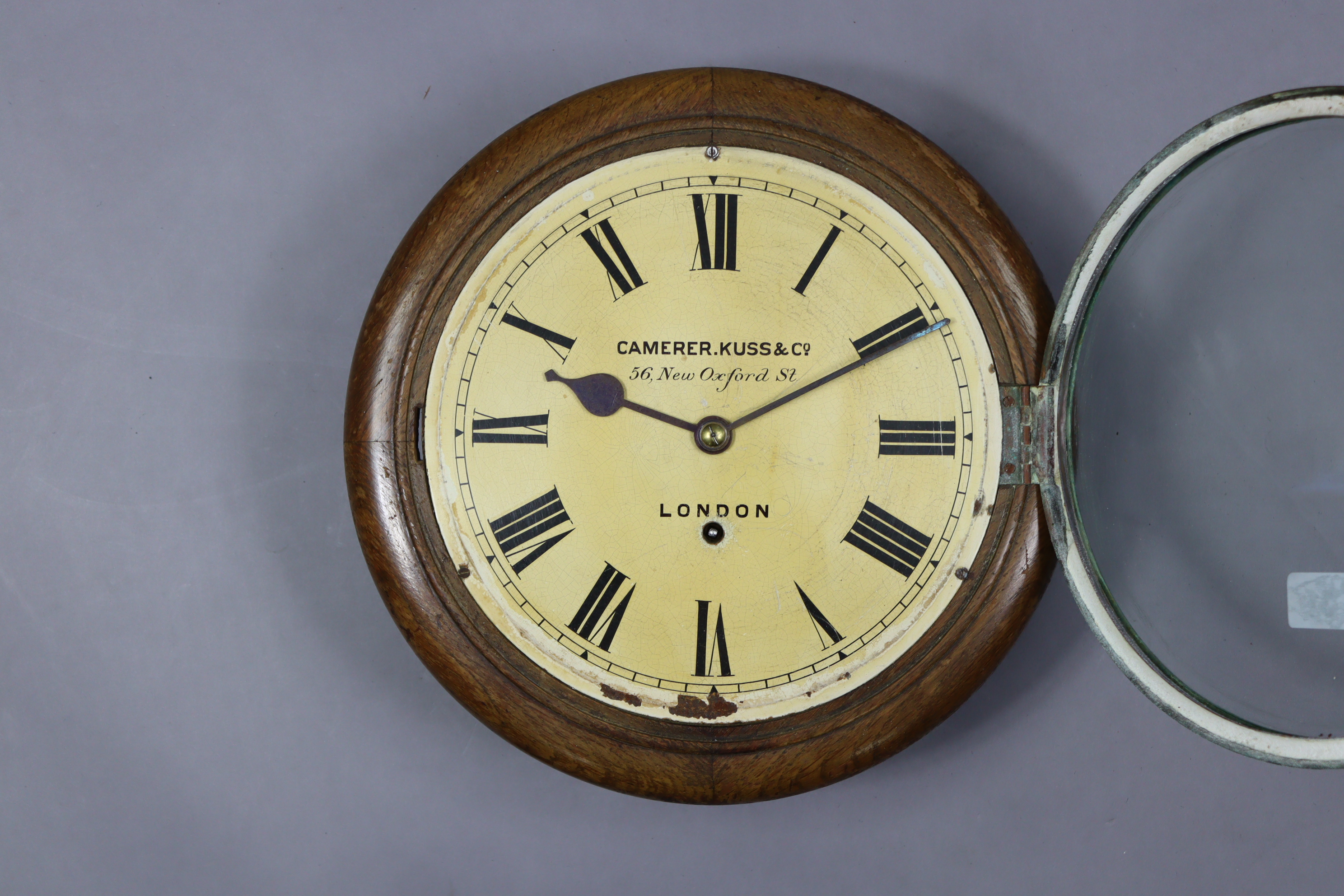 A 19th century wall clock, with black Roman numerals to the 9½” diam. cream enamel painted dial - Image 2 of 6