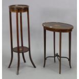 An Edwardian inlaid-mahogany occasional table with shell motif to the oval top, 21” wide x 27¾” high