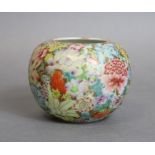 A Chinese porcelain “millefleur” vase of globular form, painted all over with flowers in famille