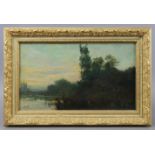 FRENCH SCHOOL, 19th century. A river landscape at sunset, signed “Daubigny” lower left; Oil on