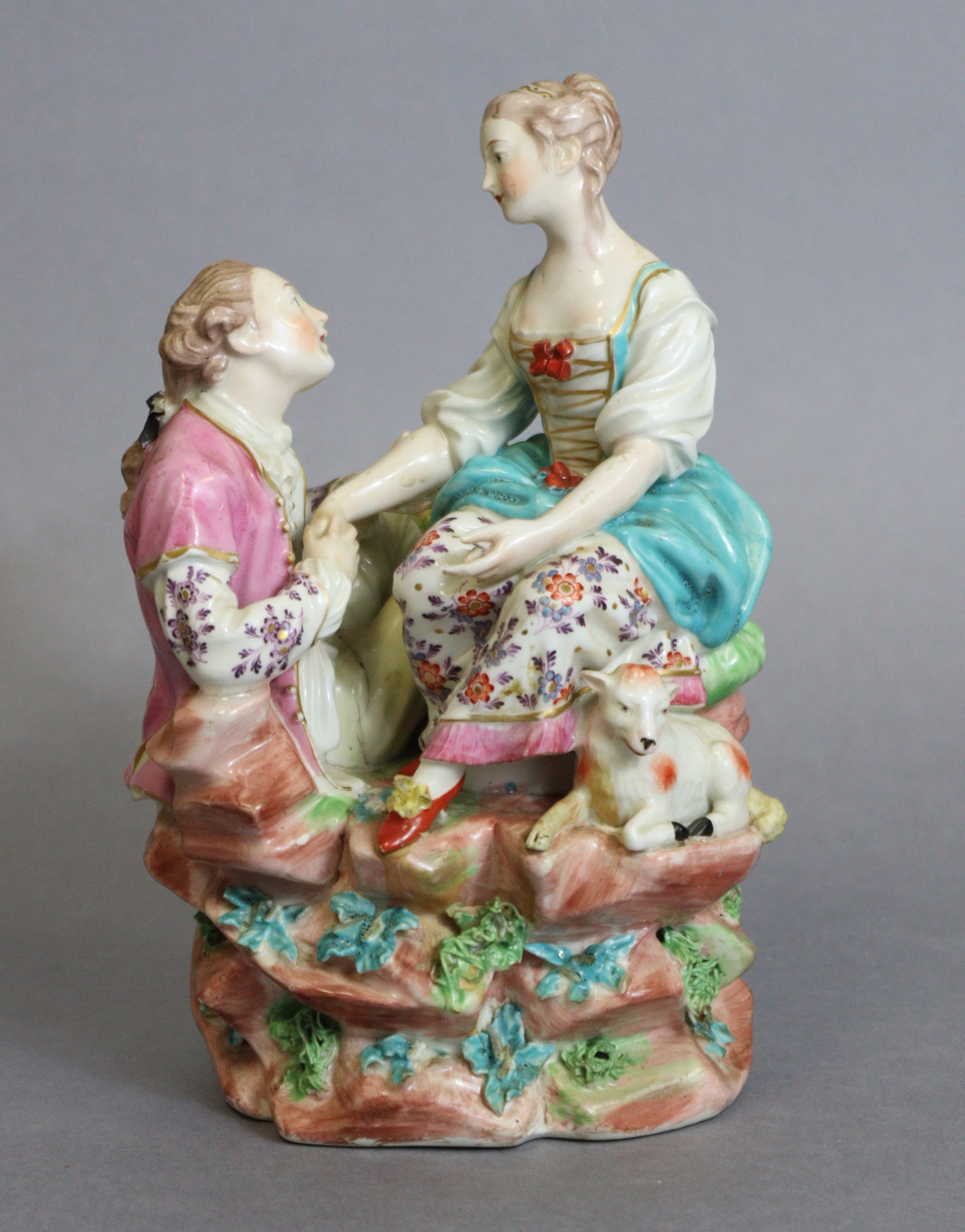 A Derby porcelain figure group “La Bergere des Alpes”, after the model by Etienne Falconet,