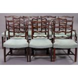 A harlequin set of ten 18th century-style mahogany dining chairs (including a pair of elbow chairs),