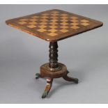 A rosewood & simulated rosewood inlaid occasional table, the square tilt-top with satinwood