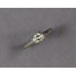A diamond solitaire, the brilliant-cut stone approx. 0.3 carat, set to a platinum shank; size: H;