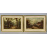 ENGLISH SCHOOL, 19th century. A pair of rural country landscapes; Oil on panel: 7½” x 11½” (one with