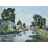 ANDRE JOURCIN (1905-1974) “Cottage By The Marne”, signed “Jourcin” lower left; Oil on canvas: 11”
