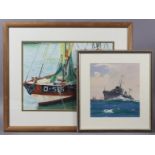 WINSTON MEGORAN (1913-1971), Royal Navy ship HMS Wishart D67, signed lower right, Watercolour &