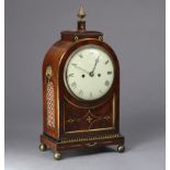 A REGENCY BRACKET CLOCK, the 7” white painted dial signed “ROBERT MOLYNEUX, LONDON” (faded), with