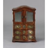 AN 18th century SOUTH GERMAN FRUITWOOD MINIATURE CABINET, with crossbanded & inlaid drawer-