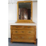 A late 19th/early 20th century Continental fruitwood dressing chest, en-suite, with white marble top