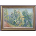 FRENCH SCHOOL, 20th century. An impressionist wooded landscape, signed indistinctly & dated ’65, Oil