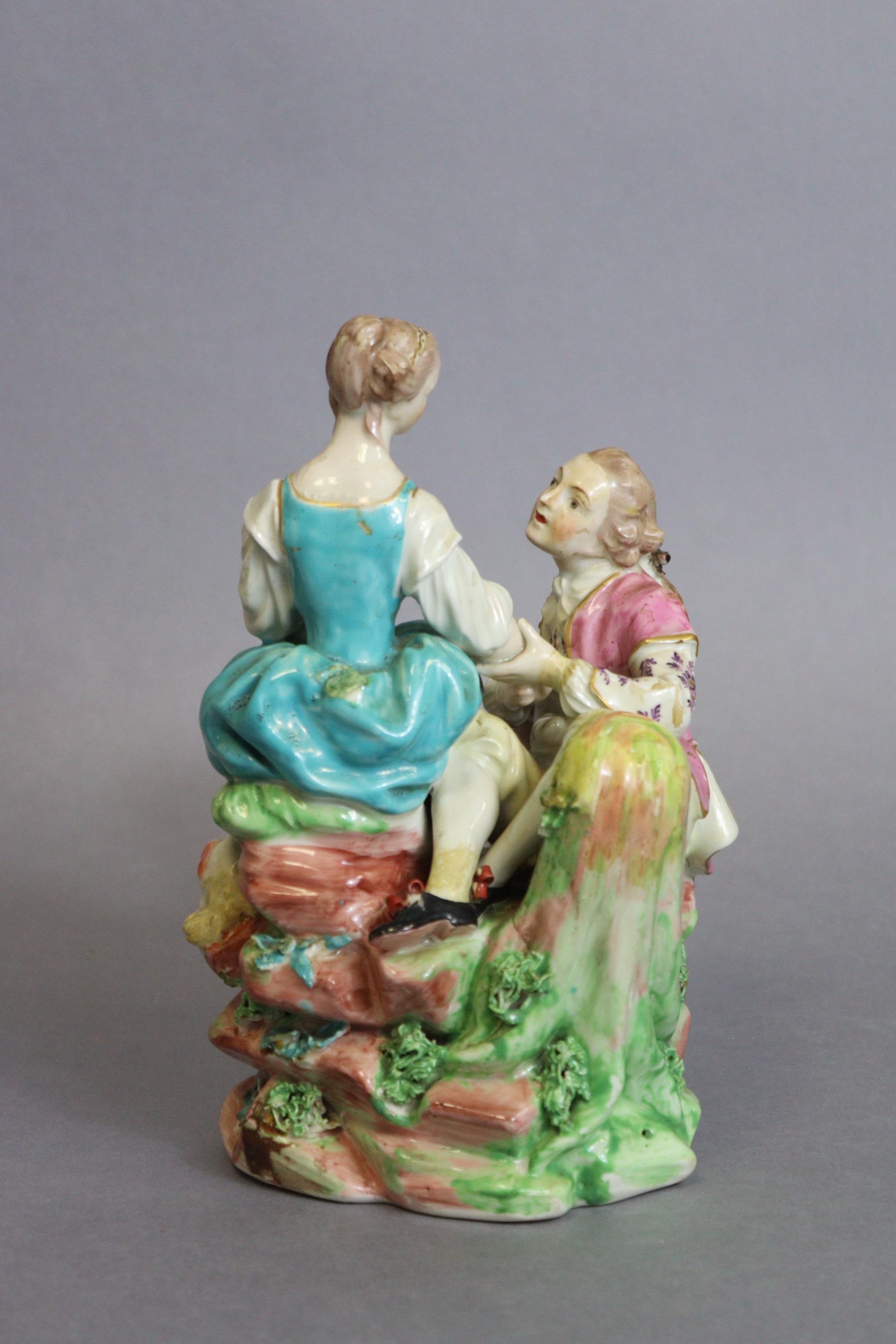 A Derby porcelain figure group “La Bergere des Alpes”, after the model by Etienne Falconet, - Image 4 of 6