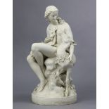 A 19th century Parian ware figure after the sculpture by C.B. Birch, of a wood nymph with deer, date