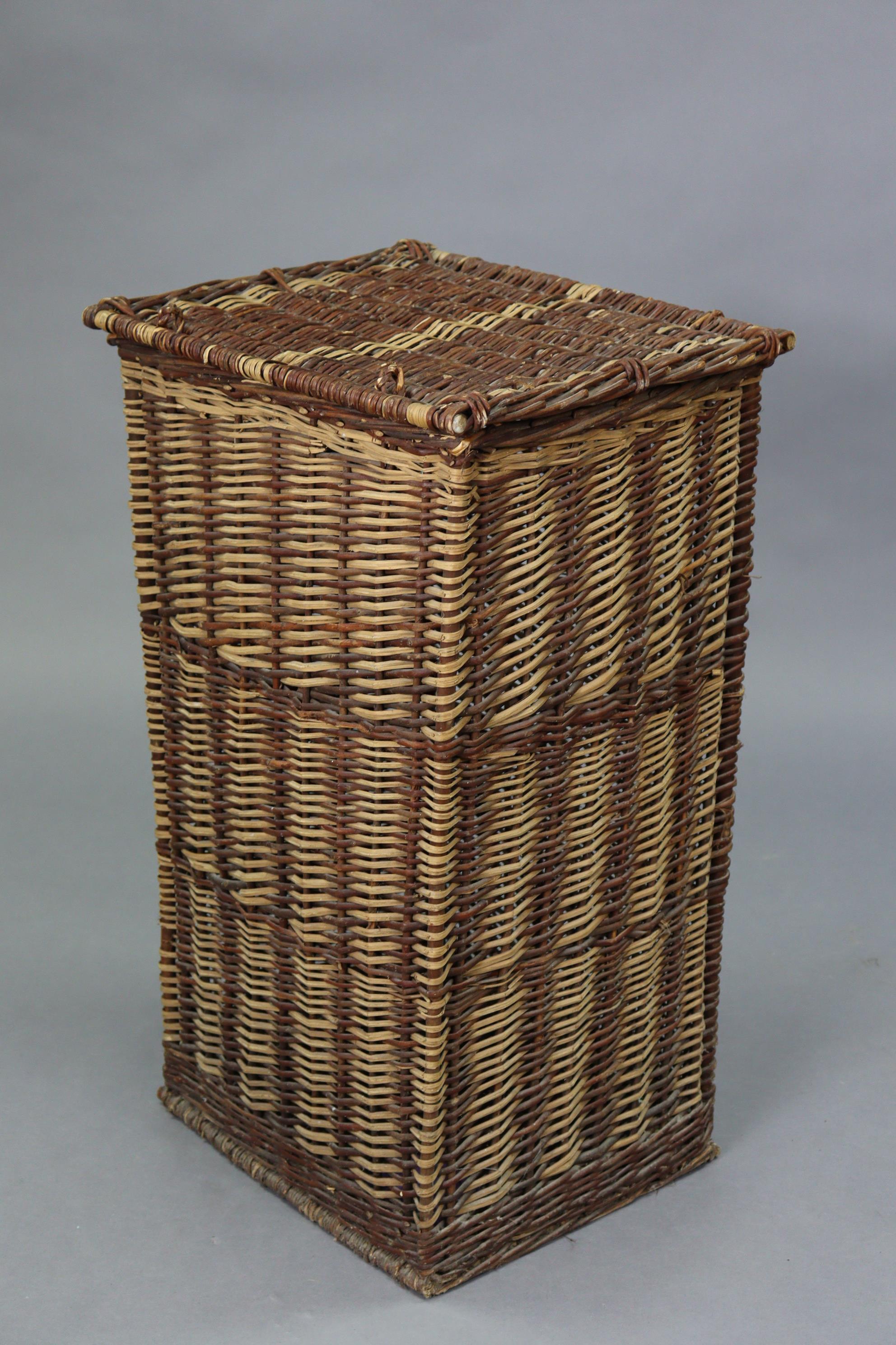 A large wicker rectangular two-handled laundry basket, 40” wide; together with various other - Image 5 of 5