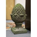 An antique stone pine-cone & acanthus leaf pier cap/finial, 21" high.