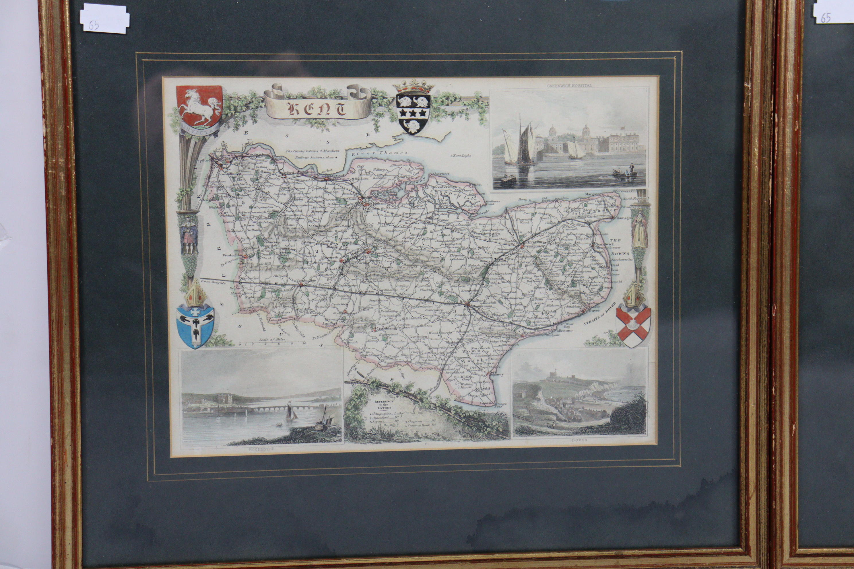 Four 19th century hand-coloured maps “Durham”, “Isle of Wight”, “Kent”, & “Surrey”, 8” x 10”, each - Image 3 of 5