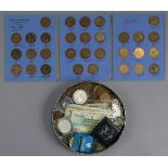 A small quantity of British & foreign coins, banknotes, badges, etc.