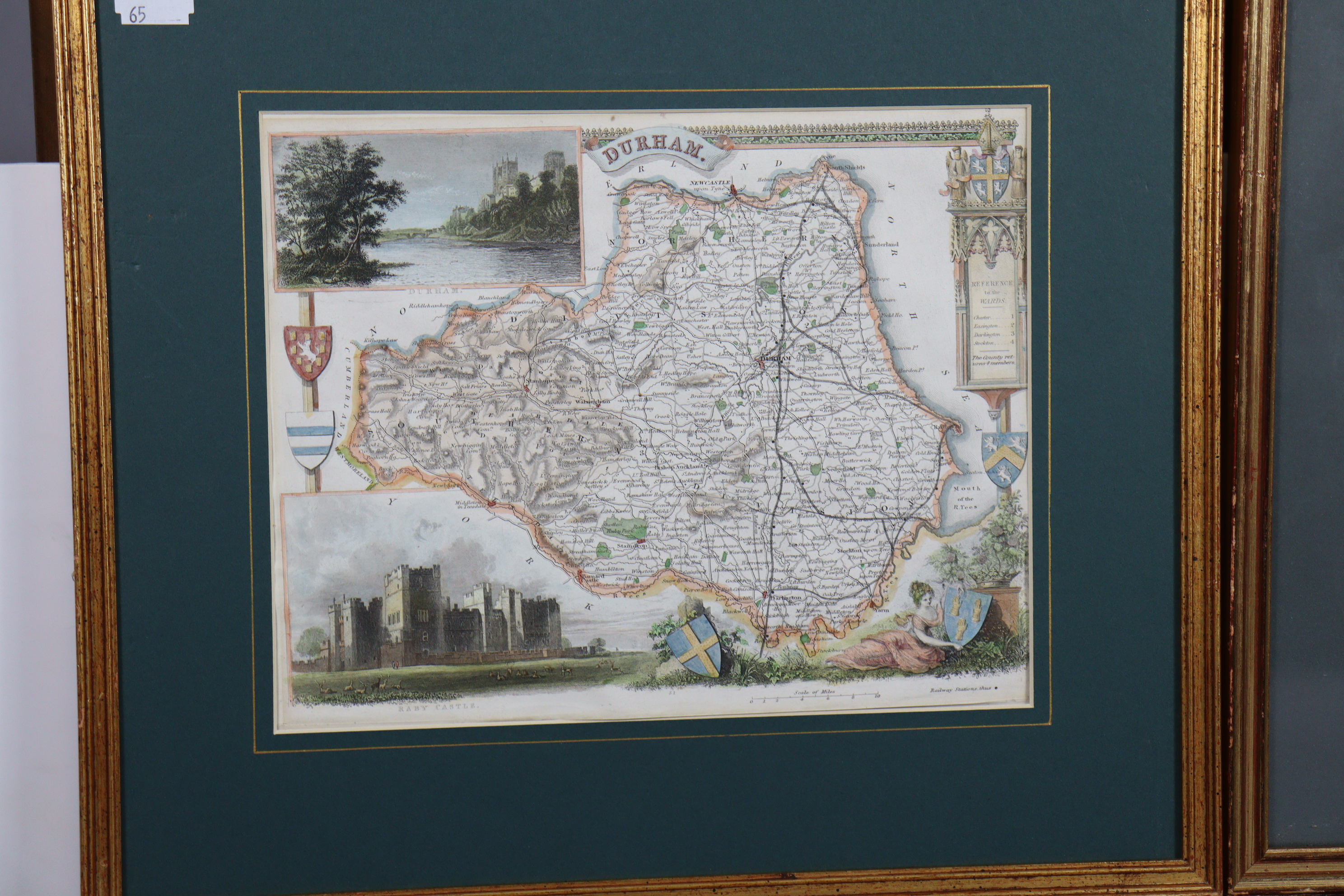 Four 19th century hand-coloured maps “Durham”, “Isle of Wight”, “Kent”, & “Surrey”, 8” x 10”, each - Image 2 of 5