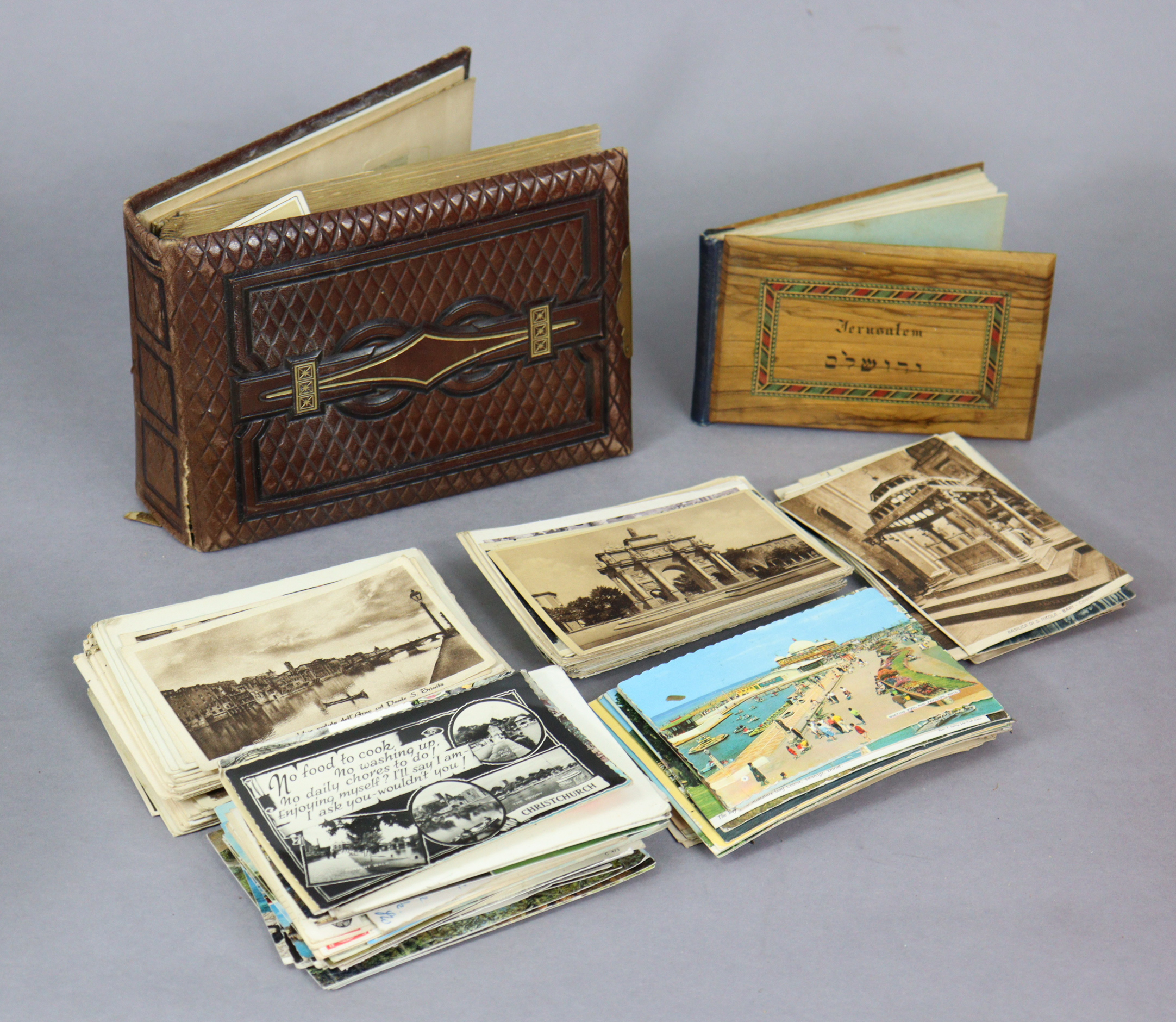 A late Victorian leather-bound family photograph album containing ninety-four portraits; together