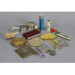 Three silver napkin rings; four various compacts; a small autograph book; & sundry other items.