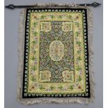 A modern Indian silk & gold thread embroidered wall hanging of floral design, 36” x 24½”, with