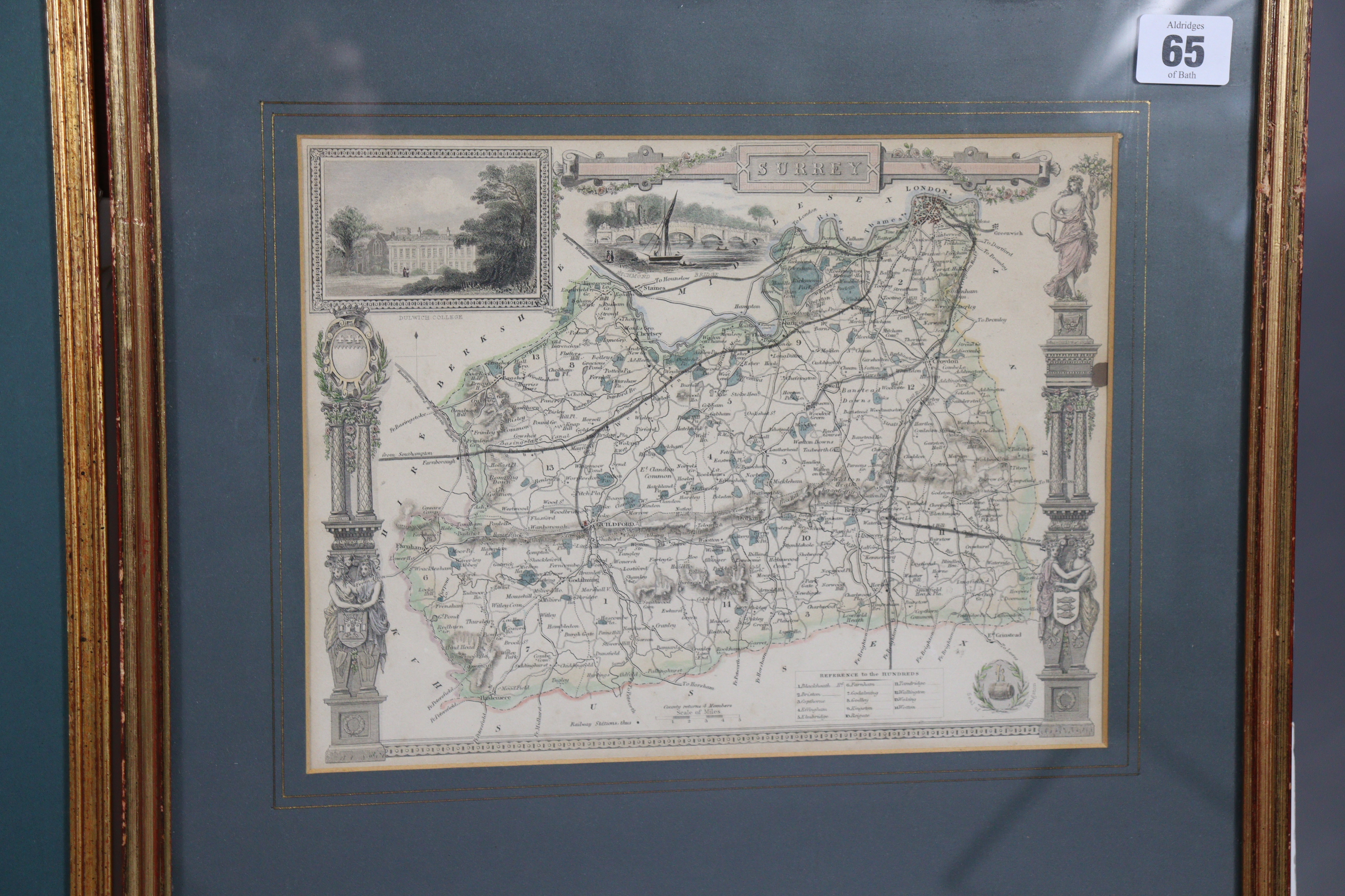 Four 19th century hand-coloured maps “Durham”, “Isle of Wight”, “Kent”, & “Surrey”, 8” x 10”, each - Image 5 of 5
