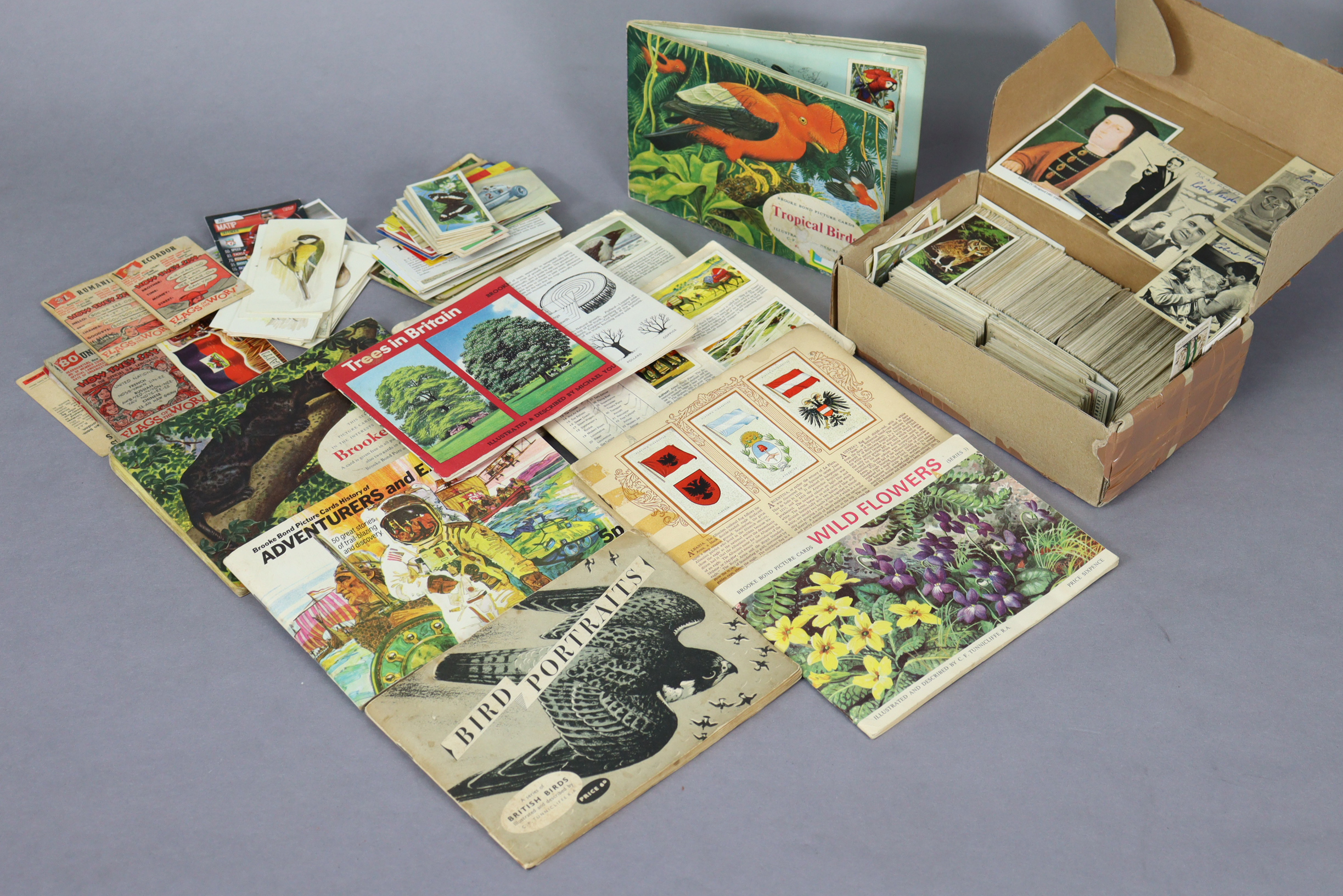 Eight various picture card albums; & various loose cigarette, chewing gum, & other trade cards.