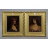 A pair of 19th century crystoleums after Angelo Ajti – female portrait studies, 10½” x 8½”, in