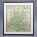 A vintage French coloured folding map “Foret De Fontainbleau Par Denecourt” (Forest of