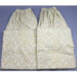 A pair of cream two-tone lined & interlined curtains with all-over repeating foliate & scroll