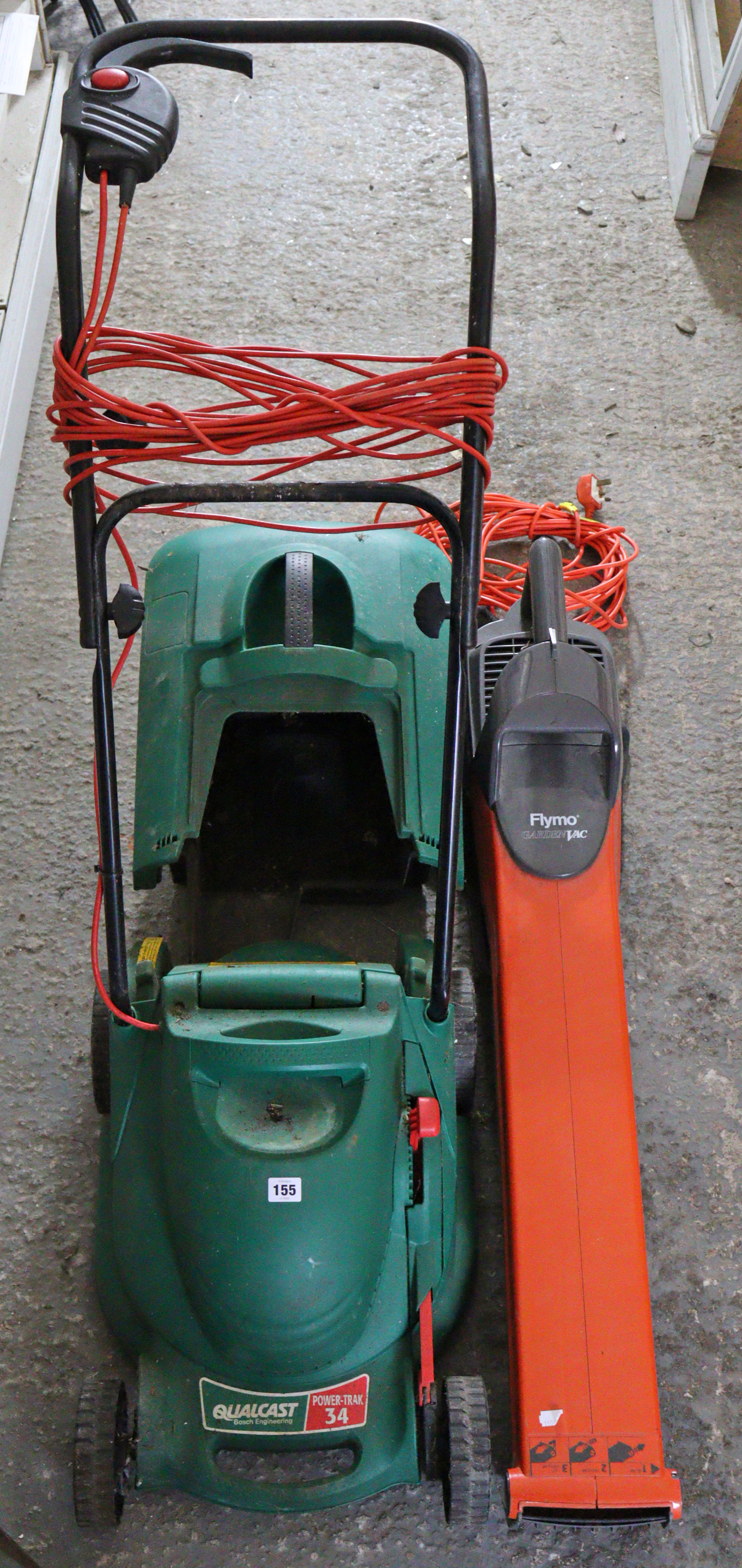 A Qualcast “Power Trak 34” lawnmower, & a Flymo garden Vac.