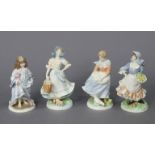 Three Royal Worcester fine bone china Old Country Ways Collection figures “A Farmer’s Wife”, “