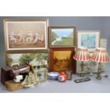 Various wall mirrors & decorative pictures; various table lamps, & sundry other items.