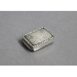 A William IV/early Victorian silver vinaigrette of rectangular form with engraved decoration &