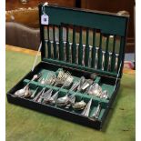 An eleven-piece service of silver-plated Art Deco style flatware & cutlery of six place