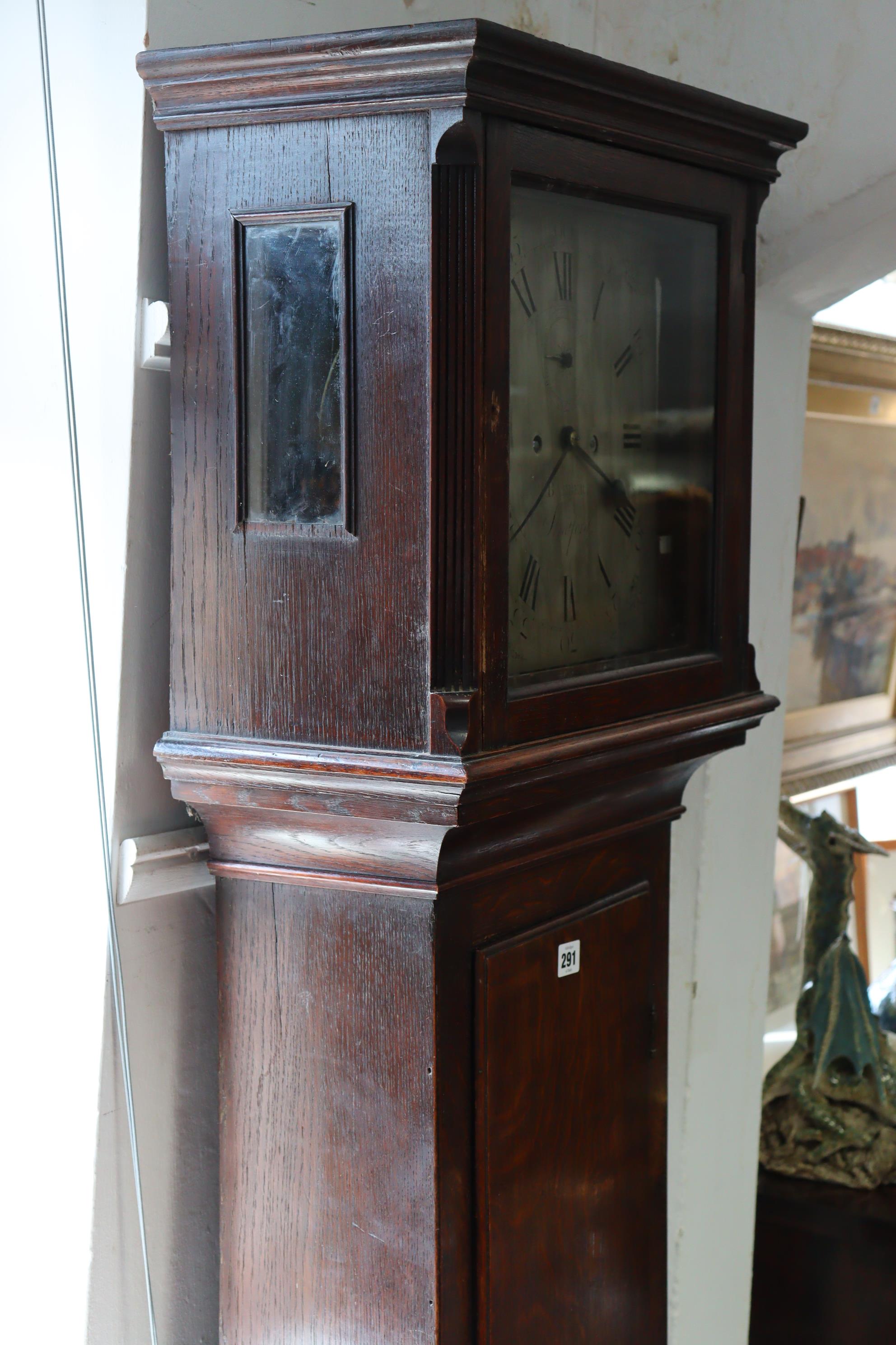 A late 18th century longcase clock with 12” engraved silvered dial signed “BARBER, Stratford”, 8-day - Image 5 of 5