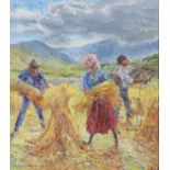 MARSHALL C. HUTSON, R.H.A. (1903-2001). “Stooking Corn” (County Kerry). Signed lower left; Oil on