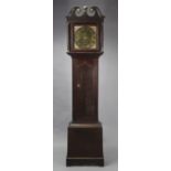 An 18th century longcase clock, the 12” square brass dial signed “Emanl. Evans, Winterbourn”, the