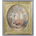 After GEORGE MORLAND (1763-1804). A 19th century coloured engraving of a farmer & wife at an open