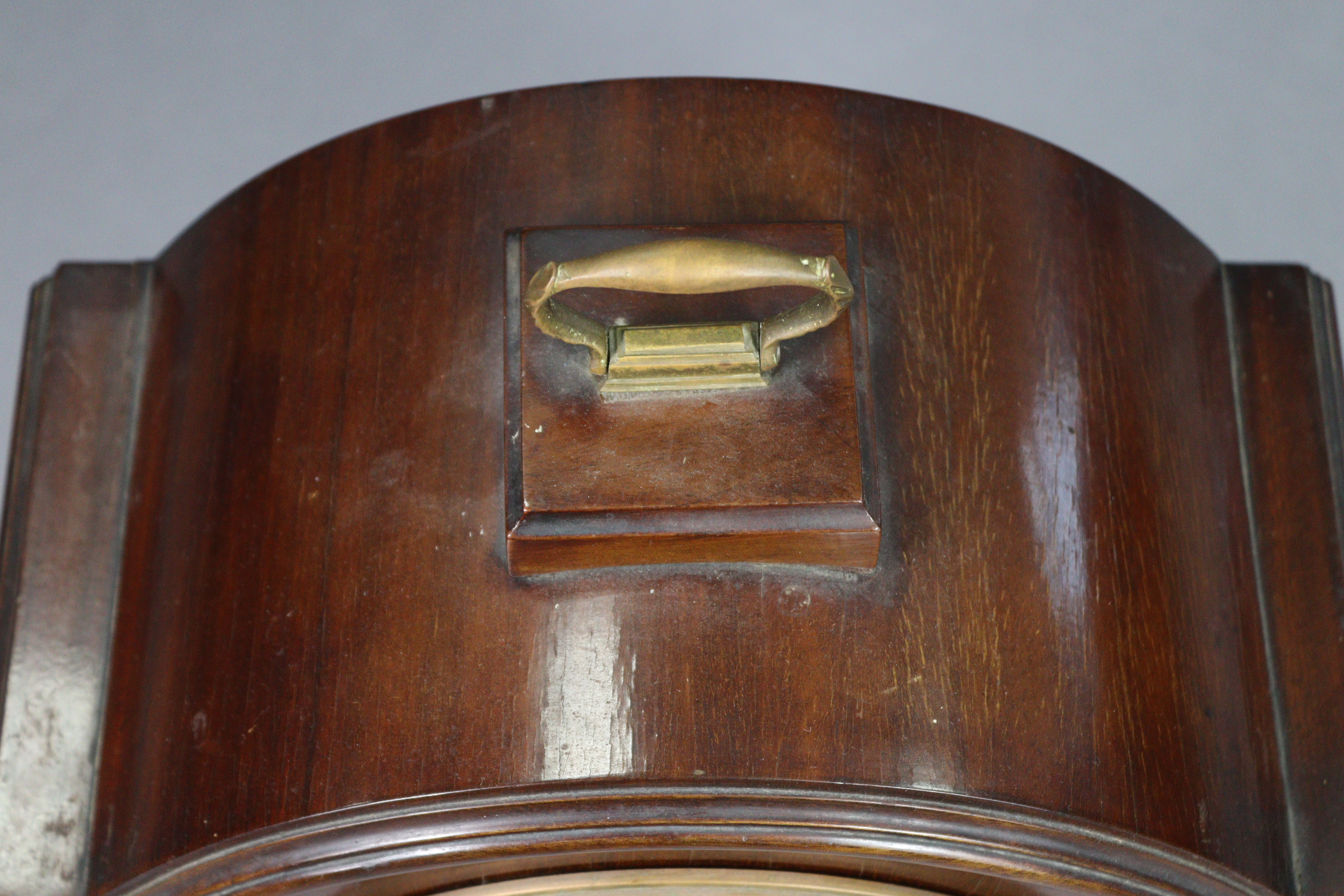 An Edwardian bracket clock in mahogany & brass architectural case with presentation plaque, the - Image 5 of 5